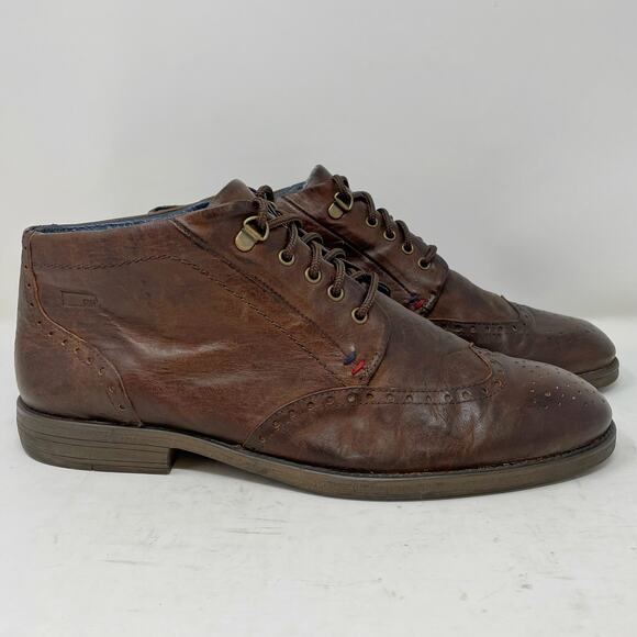 River Woods Brown Leather Oxfords Mid Ankle Boots Mens Size 44 main image 11